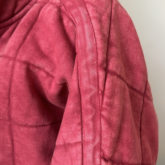 Free People Quilted Bomber Jacket Knitted Dolman Coat Cherry Juice XS - Picture 11 of 16